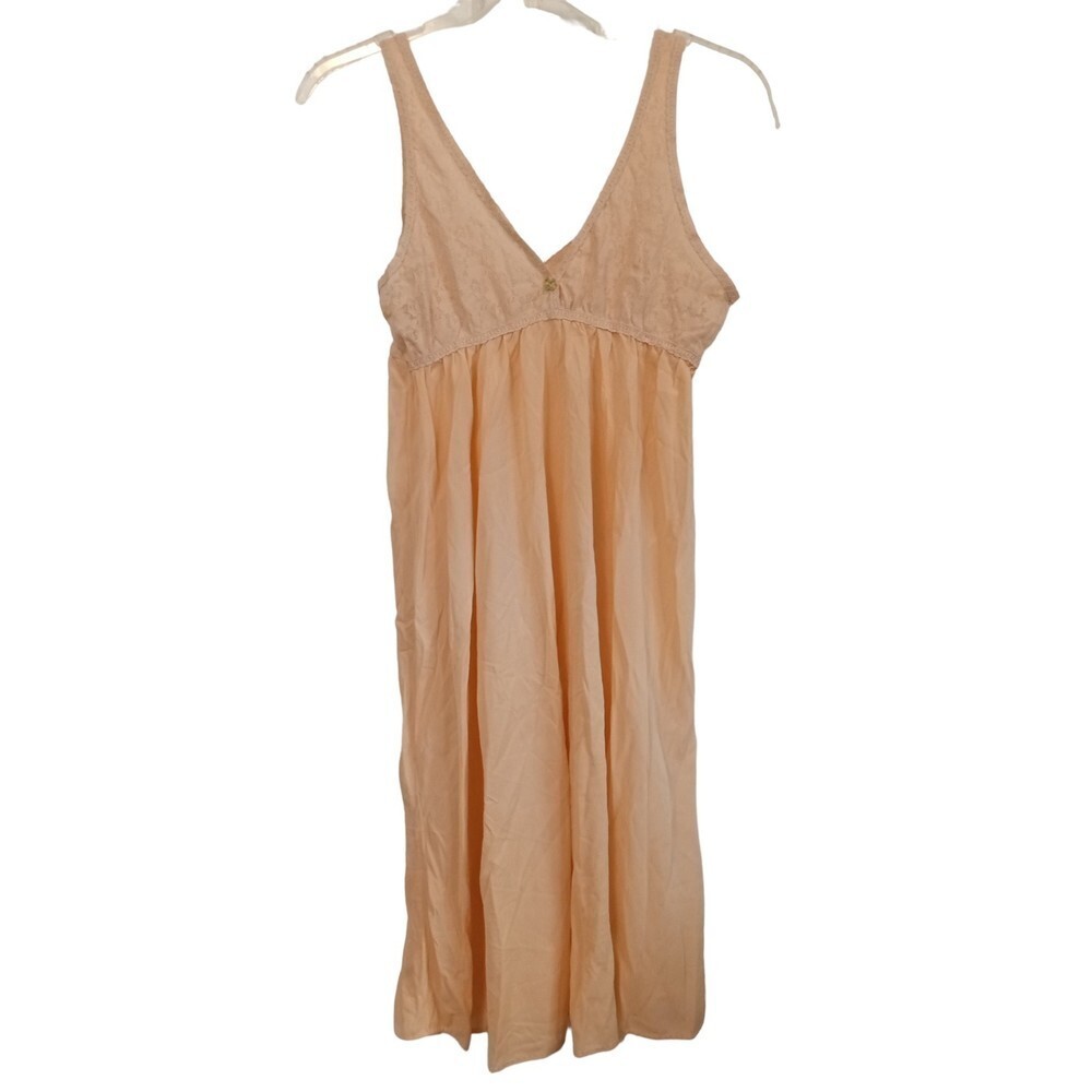 Vintage inspired light peach lace top night slip